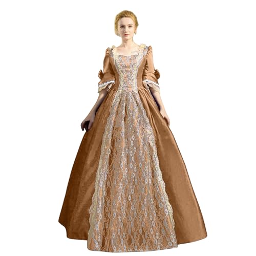 Gefomuofe Damen Mittelalter Kleidung Damen Viktorianisches Kleid Damen Regency Kleid für Frauen Bridgerton Puffy Ballkleid Trompetenärmel Schleife Knielang Kostüm Prinzessin Kleider Halloween Kostüm von Gefomuofe