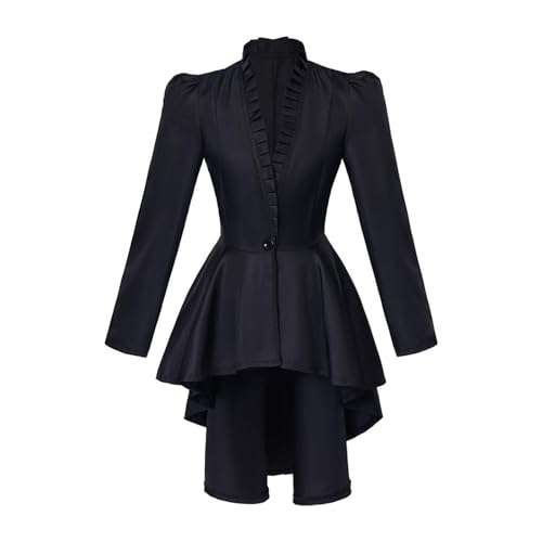 Gefomuofe Damen Steampunk Jacke Gothic Frack Damen Mantel Damen Mittelalter Viktorianischen Mäntel Renaissance Vintage Smoking Klied für Frauen Halloween Kostüm Karneval Party Cosplay Kleidung von Gefomuofe