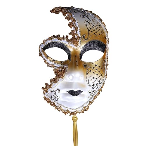 Gefomuofe Halloween maske Luxury Sexy Lace maske Prom Mask Maskerade Ball Maske für maskenball, Kostümparty Cosplay -black mit 1Stück Maske + 1Stück Stick von Gefomuofe