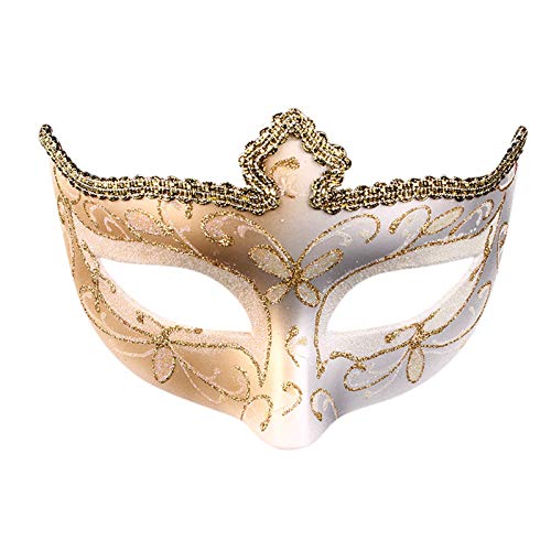 Gefomuofe Venezianische Maske Damen Fasching Verkleidung Masquerade Mask Handgefertigte Venezianische Maske Maskerade Augenmaske Strass Metall Filigrane venezianische Maske Augenmaske von Gefomuofe