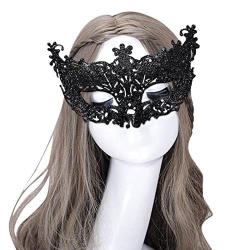 Gefomuofe Venezianische Maske Damen Fasching Verkleidung Masquerade Mask Schwarze Federmaske Rabenmaske Strass Metall Filigrane venezianische Maske Venedigmaske Federmaske Maskenball Karneval von Gefomuofe