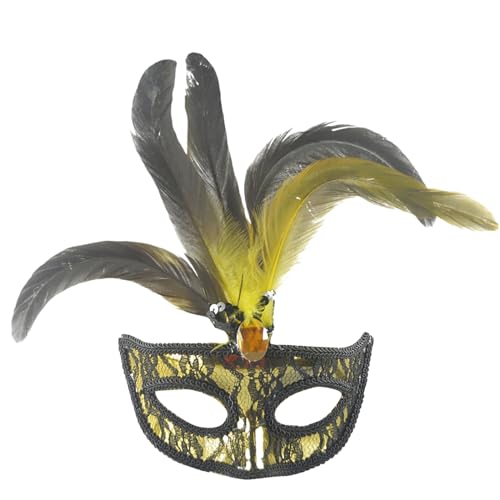 Gefomuofe Venezianische Maske Damen Herren Federmaske Karneval-Maske Handgefertigte Venezianische Maske Maskerade Augenmaske Strass Metall Filigrane venezianische Maske von Gefomuofe