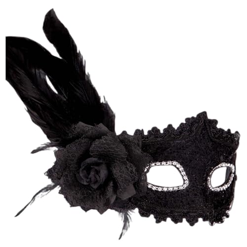 Gefomuofe Venezianischen Masquerade Maske Fasching Verkleidung Masquerade Mask Schwarze Federmaske Rabenmaske Vintage Antike Masken Augenmaske Retro für Karneval Fasching Halloween Cosplay von Gefomuofe