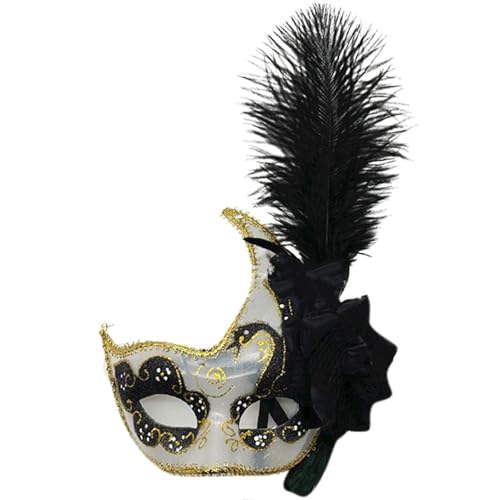 Gefomuofe Venezianischen Masquerade Maske Federmaske Karneval-Maske Handgefertigte Venezianische Maske Maskerade Augenmaske Strass Metall Filigrane venezianische Maske Augenmaske Maskerade Maske von Gefomuofe