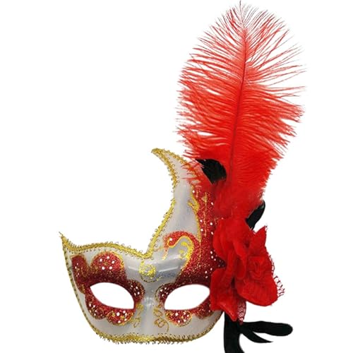 Gefomuofe Venezianischen Masquerade Maske Federmaske Karneval-Maske Handgefertigte Venezianische Maske Maskerade Augenmaske Strass Metall Filigrane venezianische Maske Augenmaske Maskerade Maske von Gefomuofe