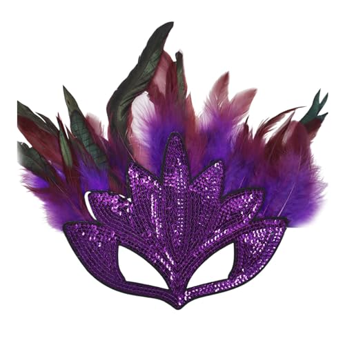 Gefomuofe Venezianischen Masquerade Maske Federmaske Karneval-Maske Schwarze Federmaske Rabenmaske Strass Pailletten Filigrane venezianische Maske Augenmaske Maskerade Maske für Karneval von Gefomuofe