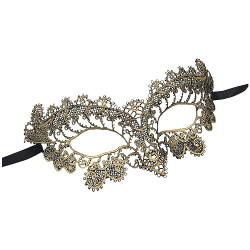 Gefomuofe Venezianischen Masquerade Maske Weihnachten Ball Maske Karneval-Maske Spitze Rabenmaske Strass Metall Filigrane venezianische Maske Venedigmaske Federmaske Maskenball Karneval von Gefomuofe