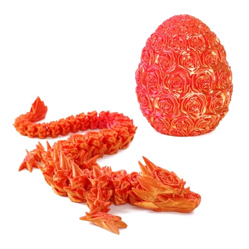 3D Gedruckter Drache im Ei Kristall Beweglicher Drachen Spielzeug Fidget Spielzeug Figuren Überraschung Easter Dracheneier Drachenei Spielzeug Kristalldrachenspielzeug für Office Dekor (Orange) von Gehanico