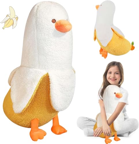 Banane Ente Plüschtier Lustige Plüschtiere Banane Ente Stofftier Duck Plüschkissen Umarmungskissen Schlafkissen Weiches Geschenk für Jungen Mädchen Geburtstag Weihnachten (Weiß,30 cm) von Gehanico