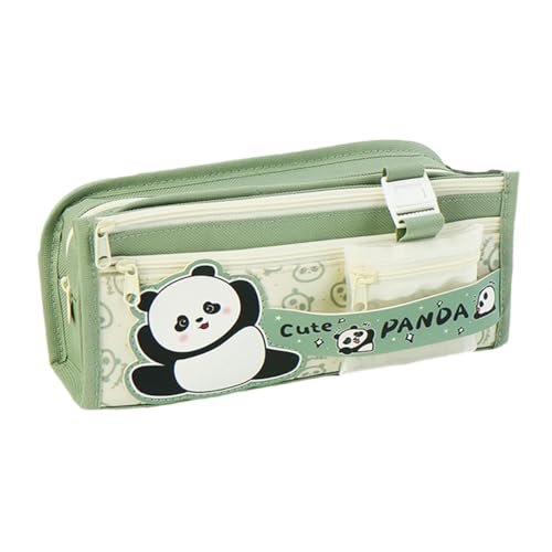 Federmäppchen Groß Mäppchen Mädchen | mit 4 Fächern Niedliches Panda Federtaschen Große Kapazität Mäppchen mit Reißverschluss Stift Federmäppchen Taschenhalter für Kinder Mädchen Jungen (Grün) von Gehanico