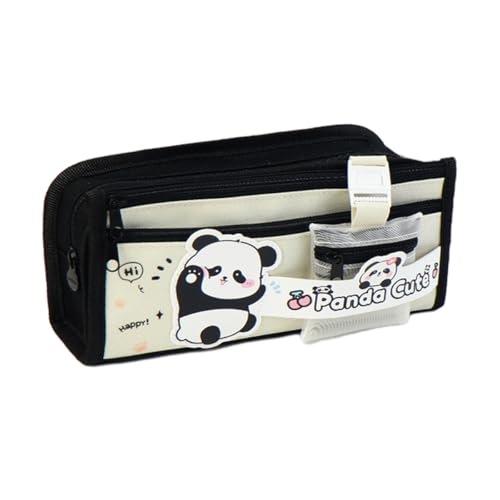 Federmäppchen Groß Mäppchen Mädchen | mit 4 Fächern Niedliches Panda Federtaschen Große Kapazität Mäppchen mit Reißverschluss Stift Federmäppchen Taschenhalter für Kinder Mädchen Jungen (Beige) von Gehanico