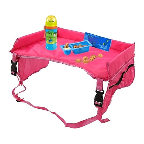 Gehanico Auto Reisetablett Autotablett | Carseat Activity Center Auto Tisch Road Trip Must Haves mit Verstellbarem Riemen und Tasche Autositz-Tablett für Mädchen Kinder Reisen (Rosa) von Gehanico