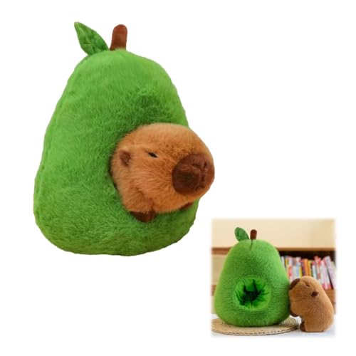 Gehanico Capybara Kuscheltiere Plüsch Tier Plüschtier Kissen Toy Avocado Capybara Lebensmittel Kuscheltier Frucht Früchtekissen für Schlafzimmer Kind (45 cm) von Gehanico