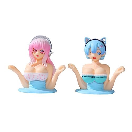 Gehanico Chest Shaking Ornaments Mädchen Modell Statue 2 pcs Anime Figur Anime Ornamente Kawaii Spielzeug im Auto Haus Desktop Dekoration Ornamente Sammlung (Freundinnen (2 pcs)) von Gehanico