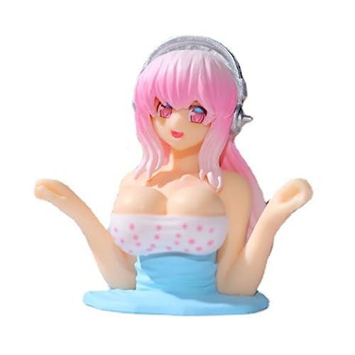 Gehanico Chest Shaking Ornaments Mädchen Modell Statue 2 pcs Anime Figur Anime Ornamente Kawaii Spielzeug im Auto Haus Desktop Dekoration Ornamente Sammlung (Pink Haar) von Gehanico