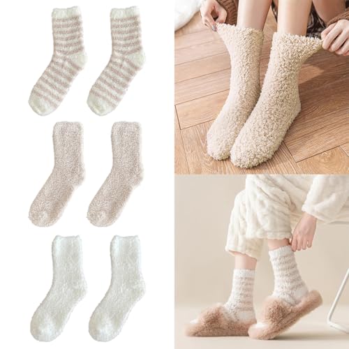 Gehanico Kuschelsocken Warme Flauschige Damen Socken Bettsocken Wintersocken für Winter Plüschsocken (3 Paar) von Gehanico