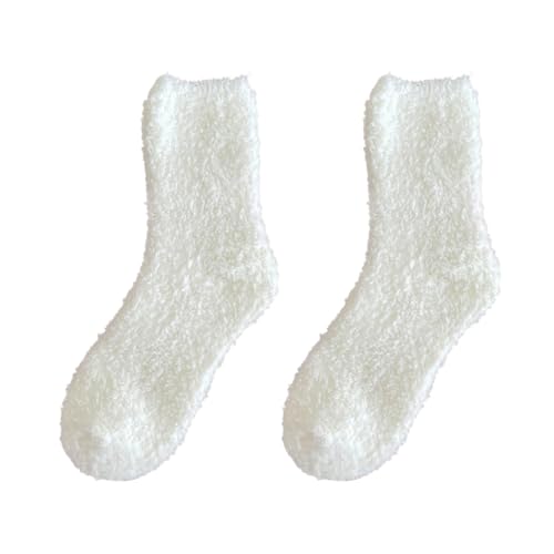 Gehanico Kuschelsocken Warme Flauschige Damen Socken Bettsocken Wintersocken für Winter Plüschsocken (Weiß) von Gehanico