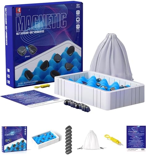 Gehanico Magnetisches Schachspiel Tisch Magnetspiel Schach Brettspiel Magnetisches Stein Brettspiel mit Magnetischer Wirkung Schach-Set Pädagogisches Partyzubehör für Familientreffen (A) von Gehanico