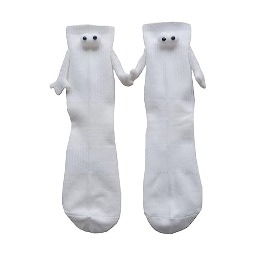 Gehanico Magnetsocken Socken Lustige magnetische Saugnapf 3D Puppe Paar Socken für Frauen Männer Unisex halten Hände (Weiß) von Gehanico