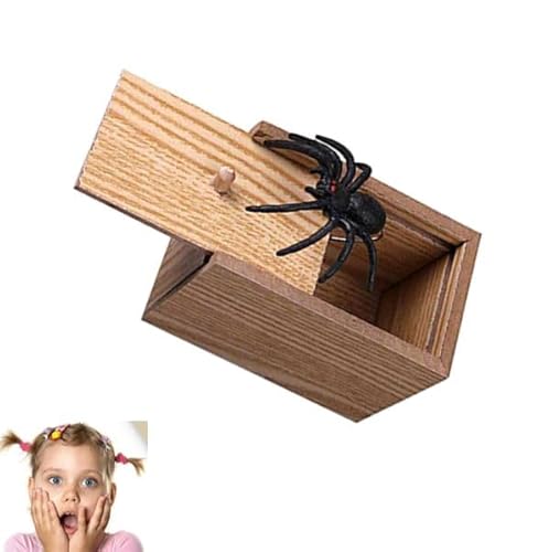 Gehanico Spider In Box Holz Streich Spinne Schrecken Box 2024 Lustige Streich Spinne Schrecken Box für Kinder Erwachsene Party Holz Angst Spinne Schrecken Box (Braun 1pcs) von Gehanico