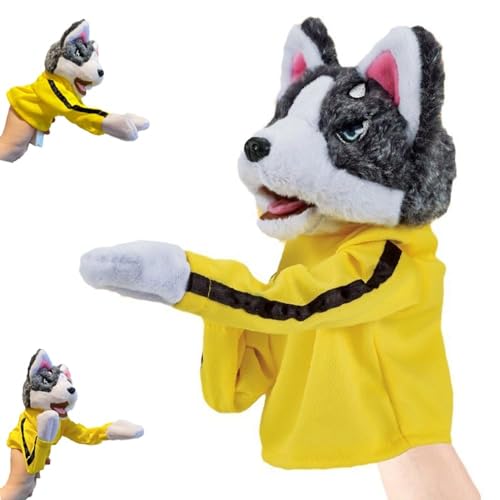 Kung Fu Hund Handpuppe | Husky Handpuppen für Kinder | Boxspiel Hund Kuscheltier Plüschtier Kung Fu Animal Toy Husky Gloves Doll Children's Game Plush Toys Puppen Partygeschenke (1STK) von Gehanico