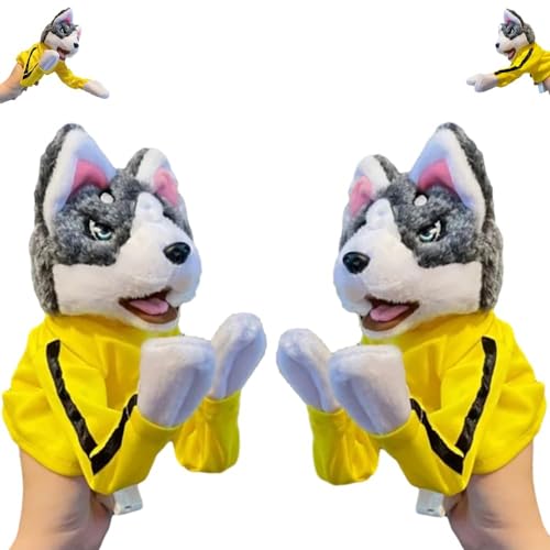 Kung Fu Hund Handpuppe | Husky Handpuppen für Kinder | Boxspiel Hund Kuscheltier Plüschtier Kung Fu Animal Toy Husky Gloves Doll Children's Game Plush Toys Puppen Partygeschenke (2STK) von Gehanico