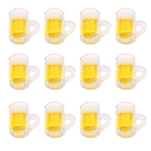 Miniaturen Bier Becher 12 STK Bierglas Miniatur Bier Mini Getränke Bierschale Schöne Plastikbier Becher Modell für Puppenhaus (Gelb) von Gehanico