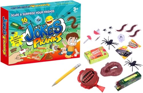 Prank Kit Witz Spielzeug Box - Ultimatives Geschenk-Set 16 Stück Praktische Witze und Streiche für Kinder, Familie, Kinder und Freunde Streich Spielzeug Pack Set Box für Aprilscherz Neuheit Spielzeug von Gehanico