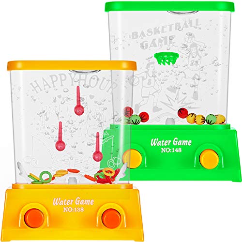 2 Stück Wasser Handheld Spiel Mini Wasser Ring Spiel Wasser Ring Wurf und Basketball Aqua Arcade Spielzeug für Party Gefallen Lustig Spiel für Meiste Altersgruppen, ohne Wasser von Gejoy