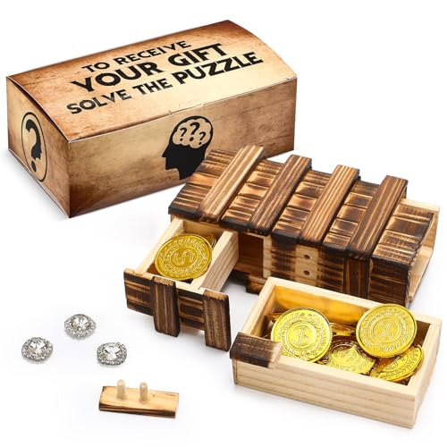 Gejoy Geheime Puzzle-Box, Geldgeschenkbox, Holz-Puzzle-Box für Erwachsene, Teenager, Gehirn-Teaser, Holzkiste mit versteckten Fächern für Weihnachten, Geldgeschenk (drei Öffnungsboxen mit Mechanismus) von Gejoy