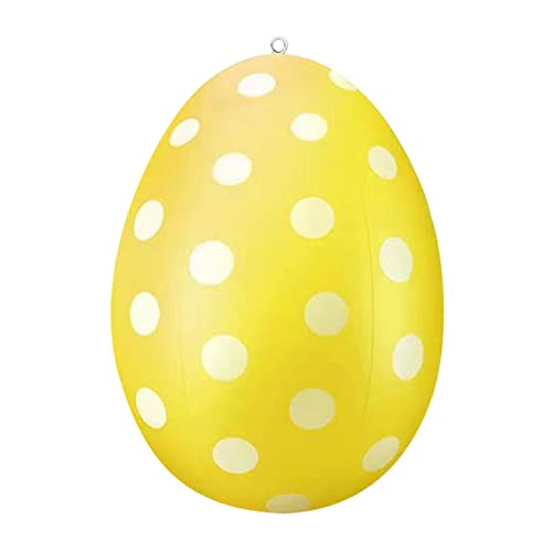 Gelb&Schwarz 40,6 cm riesiges Ei Ostern PVC Aufblasbarer Ball Outdoor Ornament Aufblasbare Osterdekoration Outdoor Garten Anhänger Ornament Event Kleid Übergröße (Gelb, Einheitsgröße) von Gelb&Schwarz