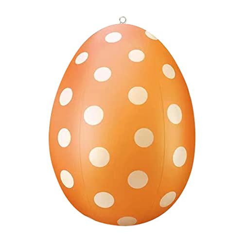 Gelb&Schwarz 40,6 cm riesiges Ei Ostern PVC Aufblasbarer Ball Outdoor Ornament Aufblasbare Osterdekoration Outdoor Garten Anhänger Ornament Event Kleid Übergröße (Orange, Einheitsgröße) von Gelb&Schwarz