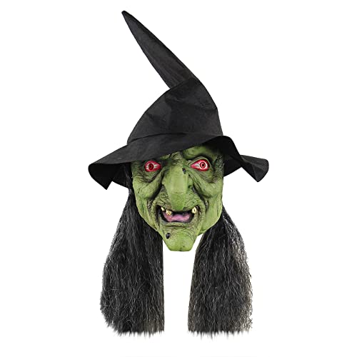 Gelb&Schwarz Halloween Hexe Gesicht Horror Kopfbedeckungen Zwang Streich Lustige Kopfbedeckungen Augenkopfbedeckungen Urlaub Party Dress Up Realistische Maske s Ganzkopf (Einheitsgröße) von Gelb&Schwarz