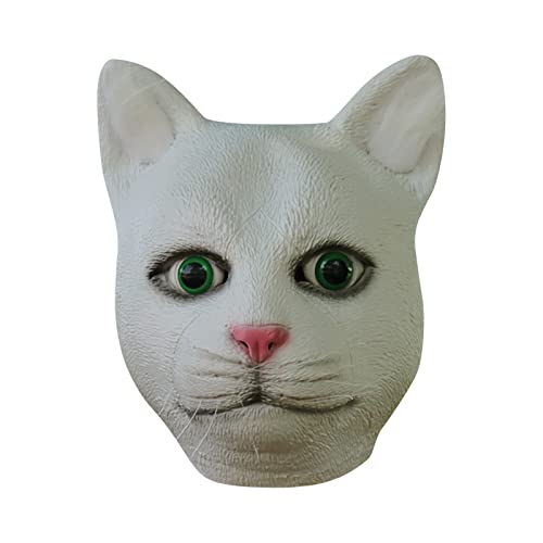 Gelb&Schwarz Halloween-Katzenkopfabdeckung, Miau-Stern-Kopfbedeckung, Katzenkopfabdeckung, Tanzparty, Performance-Requisiten, Party-Maske für Kinder (weiß-4, Einheitsgröße) von Gelb&Schwarz