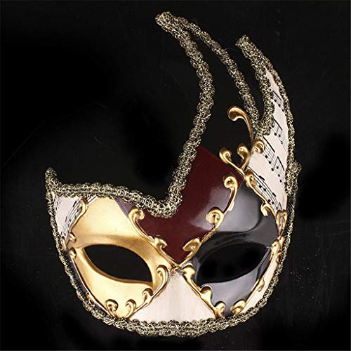 Gelb&Schwarz Herren Maskerade Maske Vintage Kariert Musik Party Maske Halloween Maske Gruselig (b-Schwarz, Einheitsgröße) von Gelb&Schwarz