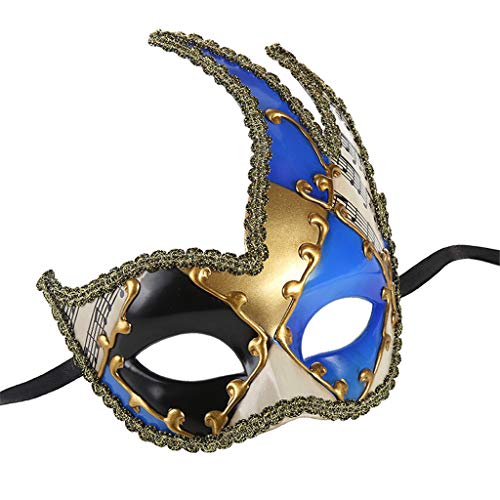 Gelb&Schwarz Herren Maskerade Maske Vintage Kariert Musik Party Maske Halloween Maske Gruselig (b-blau, Einheitsgröße) von Gelb&Schwarz