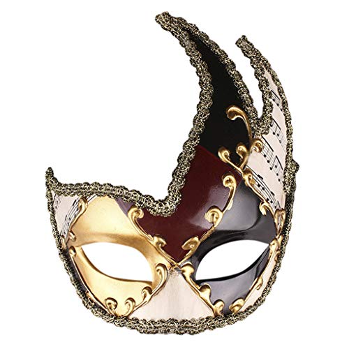 Gelb&Schwarz Party Maske Herren Maskerade Vintage Kariert Musik Party Karneval Halloween Kostüm Maske (Schwarz, Einheitsgröße) von Gelb&Schwarz