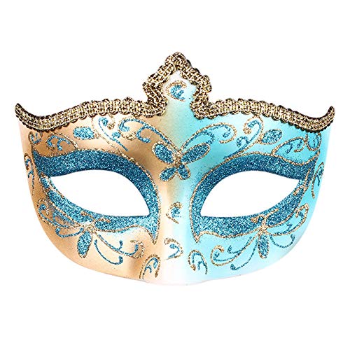 Gelb&Schwarz Schwarze Maskerade-Maske für Damen, musikalisch, Herren, Mardi, kariert, MaskMe, Party, Maskerade, Vintage, Halloween, Spitzenmaske (Himmelblau, Einheitsgröße) von Gelb&Schwarz