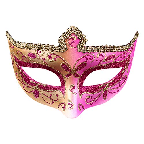 Gelb&Schwarz Schwarze Maskerade-Maske für Damen, musikalisch, Herren, Mardi, kariert, MaskMe, Party, Maskerade, Vintage, Halloween, Spitzenmaske (Hot Pink, Einheitsgröße) von Gelb&Schwarz