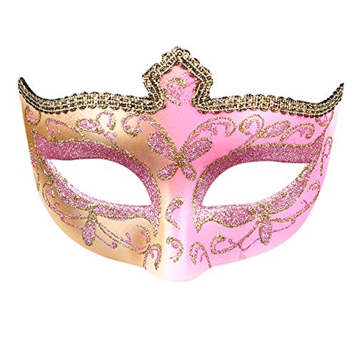 Gelb&Schwarz Schwarze Maskerade-Maske für Damen, musikalisch, Herren, Mardi, kariert, MaskMe, Party, Maskerade, Vintage, Halloween, Spitzenmaske (Rosa, Einheitsgröße) von Gelb&Schwarz