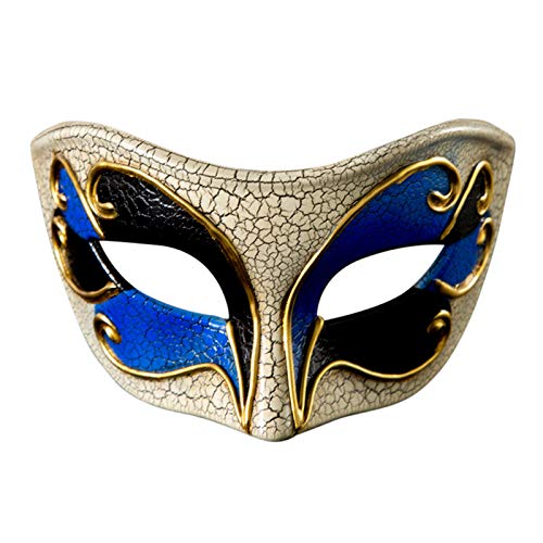 Gelb&Schwarz Spitze Fledermaus Maske MaskMe Herren Musical Maskerade Party Kariert Vintage Karneval Maske (Blau, Einheitsgröße) von Gelb&Schwarz