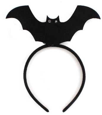 Gelb&Schwarz Stirnband, leuchtendes Fledermaus-Stirnband, schwarz, Fledermaus-Stirnband, Party, Fledermaus, Stirnband, Halloween, Kostüm-Zubehör, schwarze Haarbänder, Neonlichtröhre (schwarz, 18,5 x von Gelb&Schwarz