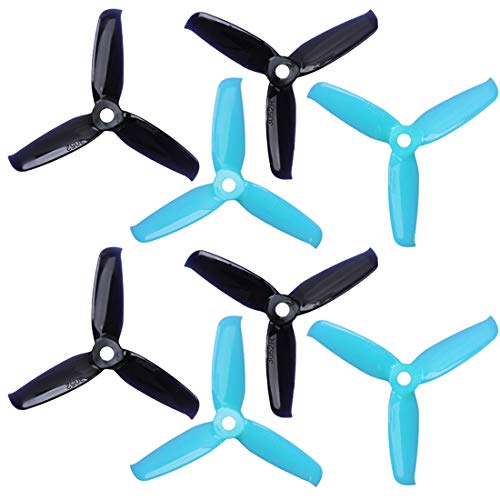 Gemfan 4Pairs / 12Pairs Colourful Flash 3052 3.0x5.2 PC 3-Blatt Propeller Prop 5mm Montageloch für 1306-1806 Motor (Black+Blue) von Gemfan