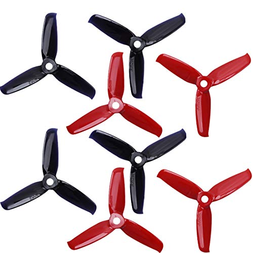 Gemfan 4Pairs / 12Pairs Colourful Flash 3052 3.0x5.2 PC 3-Blatt Propeller Prop 5mm Montageloch für 1306-1806 Motor (Black+Red) von Gemfan