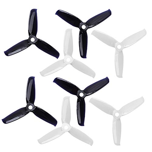 Gemfan 4Pairs / 12Pairs Colourful Flash 3052 3.0x5.2 PC 3-Blatt Propeller Prop 5mm Montageloch für 1306-1806 Motor (Black+Transparent) von Gemfan