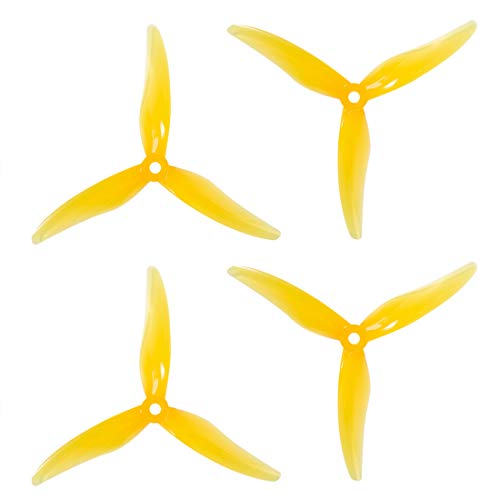 Gemfan Hurricane 51477 3-Blatt-Propeller CW CCW Paddel für 2206-2407 Motor DIY RC Racing Drohne (Gelb) von Gemfan