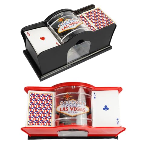 1/2 stücke Karte Shuffler Handbuch - Poker Shuffler und Handelmaschine, Kasino Card Shuffler | 2 Decks Kartenhalter Einfache Hand Kurbelsystem, Spielkarte Shuffler für Home Kartenspiel Reise Poker von Generic