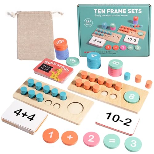 10-Rahmen-Set Aus – Mathe-Holzrahmen Mit 10 Rahmen, Mathe-Manipulationsspielzeug, Interaktives Lern-Mathespielzeug Für Kleinkinder, montéssori-Zahlen Aus, Lustige Zählrätsel Zum Lernen Von von Generic