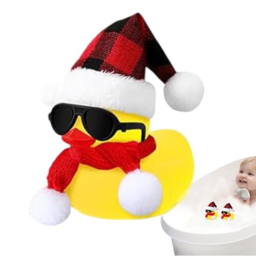 10 Stück Gummi-Enten, schwimmende, quietschende Gummi-Enten, Auto-Armaturenbrett-Entendekorationen, Weihnachts-Gummi-Enten-Spielzeug mit Sonnenbrille, Schal, Hüten, Enten-Badespielzeug für Zuhause von Generic