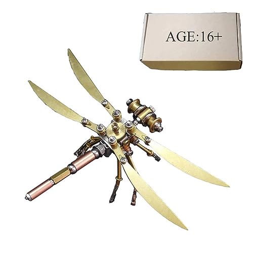 100+PCS 3D DIY Steampunk Metal Damselfly Assembly Model,Metallpuzzle mit Flutspiel Ornament,Metall-Puzzlespielzeug für Erwachsene von Generic